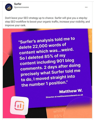 Ad using customer satisfaction quote