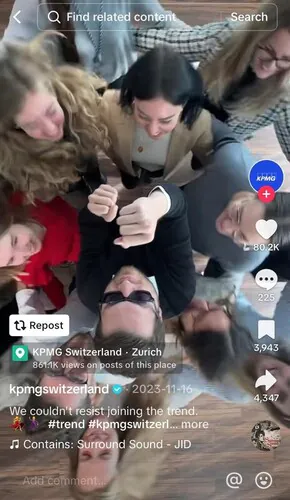 Vídeo do TikTok criado pela KPMG Suíça